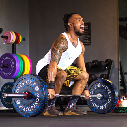 movestorm camo fleck plate on Olympic barbell - Gallery 4